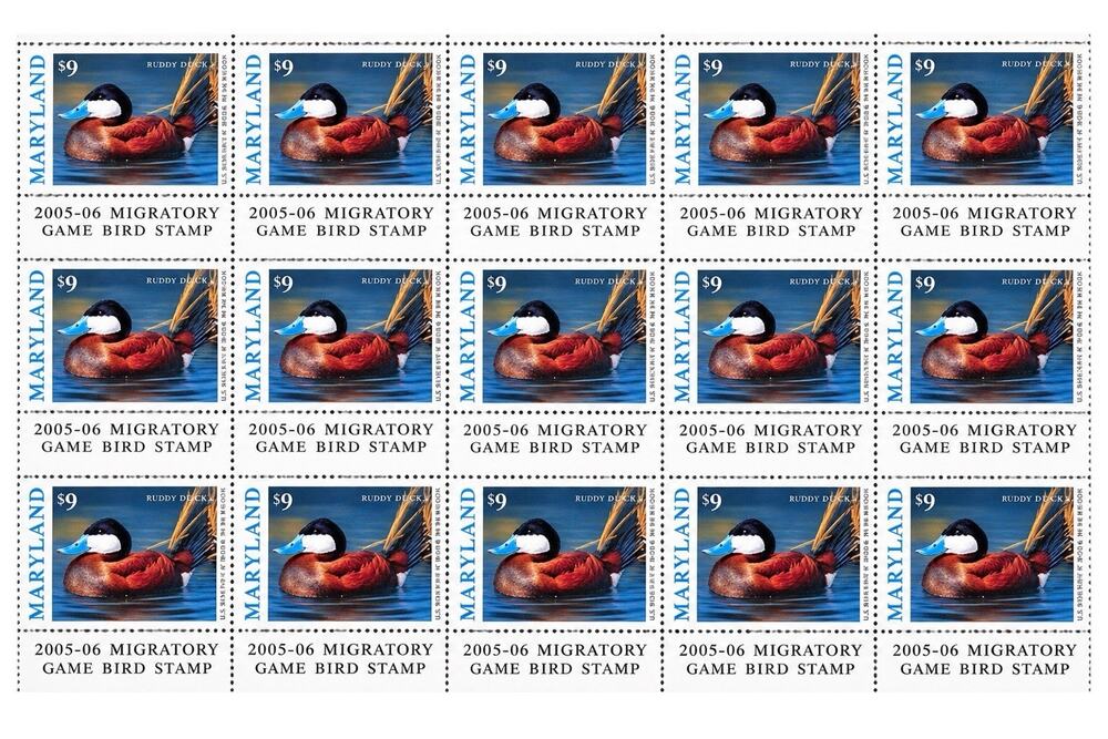 2005-06 Maryland Migratory Game Bird Duck Stamp $9 MNH Full Sheet Of 15